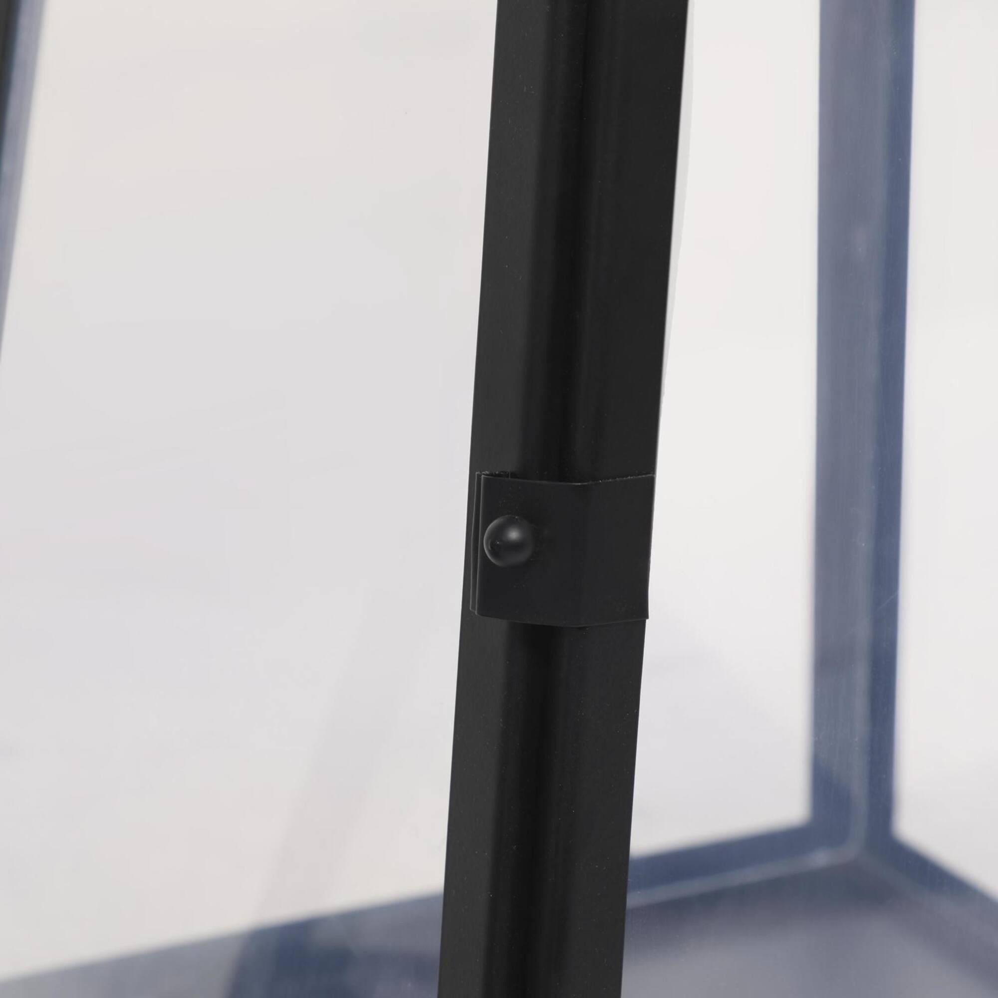 Tall Black Minimalist Metal Candle Lantern Set with Ring Handles
